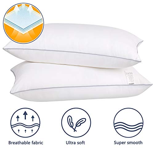 HIMOON Bed Pillows for Sleeping 2 Pack,Standard Size Cooling Pillows Set of 2,Top-end Microfiber Cover for Side Stomach Back Sleepers Grey Standard