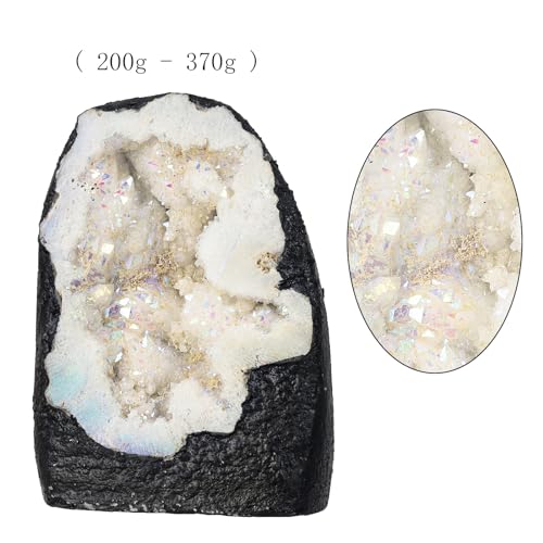 moonsix Rough Titanium Coated Crystal Druzy Geode, White, Large