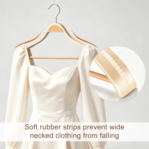 TOPIA HANGER 8 Pack Wide Shoulder Wooden Suit Hangers for Men Women Natural