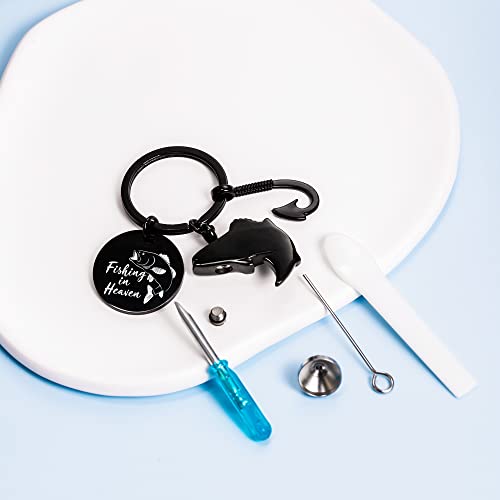 Gredstar Fishing Urn Keychain for Ashes, Cremation Keepsake Memorial Black