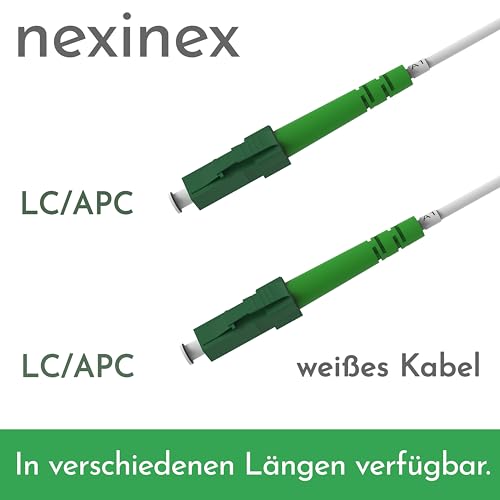 OS2 White Fibre Optic Cable LC/APC to LC/APC (10 m) Patch Cable, Simplex Single Mode FTTH Fibre Optic Cable LC/LC 10 m OS2 (white) LC/APC - LC/APC Simplex 1