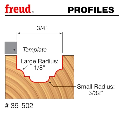 Freud 39-502 3/4-inch top-bearing classical cove and bead groove router bit with 1/4-inch shank