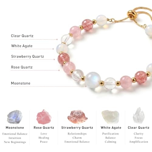 Healing Crystal Moonstone Bracelets for Women, Protection Jewelry Gifts