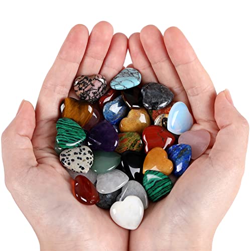 YATOJUZI 20PCS Natural Heart Crystals Stocking Stuffers Gifts for Women 1-20pcs 0.8 Inch