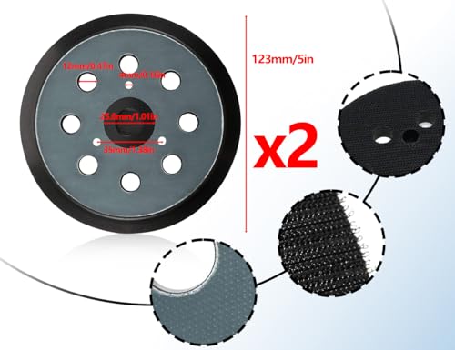 KAPSING Pack of 2 5 inch/12.7 cm Sanding Discs, Sanding Disc, 8 Hole Compatible with Makita Random Orbital Sander, Orbital Sander BO5021/BO5041/BBO180/DBO180/MT924