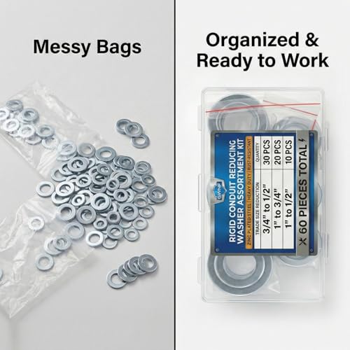 GWNF 60-piece rigid conduit reducing washer assortment kit with 3 sizes of flat washers