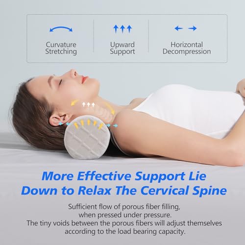 Cozyhealth Cervical Roll Pillow, Medium Soft Memory Foam Neck Round Pillow Cylinder Bolster Pillow for Sleeping, Round Neck Support for Bed, Legs, Back and Yoga (White, Large - 4.7" H) White