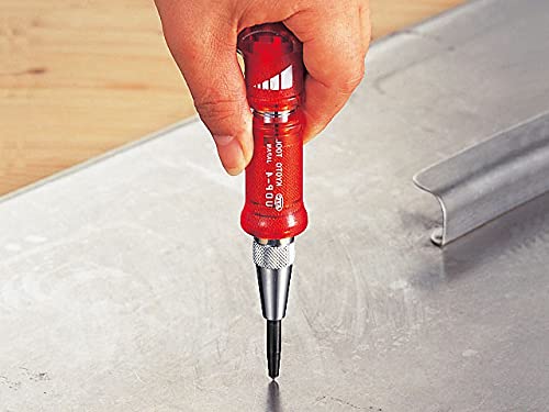 KTC Auto Punch - Auto Metal Hole Punch - Red, Silver - High Carbon Steel - Plastic/Rubber Handle - Industrial Modern Style Single Item