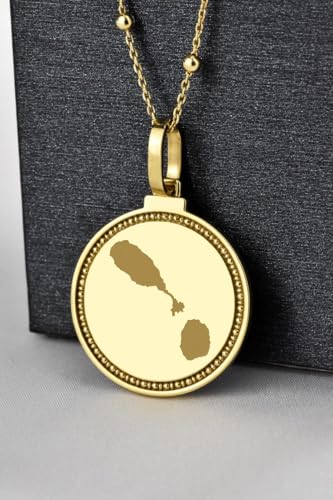 925 Sterling Silver Engraved Saint Kitts & Nevis Map Round Medallion 25mm Pendant Necklace Gold Plated City Country Travel Travler Jewellery Love Location For Men & Women Gift Jewelry |LK_EGMP_0029