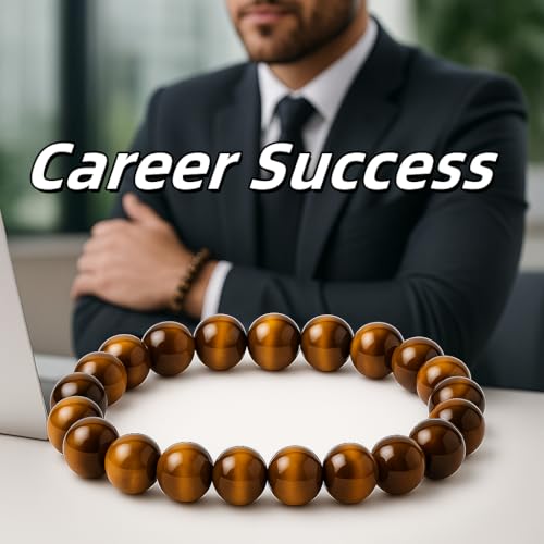 Tiger Eye Bracelet for Men and Women – Natural Crystal Healing Bracelet with Gift Box | Mens Beaded Bracelet for Protection, Courage, Confidence & Career Success 10MM Tiger Eye(with gift box)