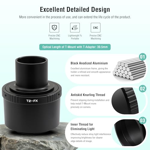 Astromania T T2 Lens Mount Ring and T Adapter for Fuji FX Camera System Ring Set for Fuji FX