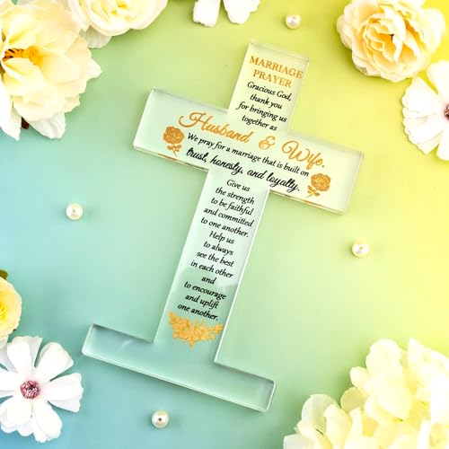 VIESUJI Marriage Prayer Cross Christian Wedding Gifts for Couples