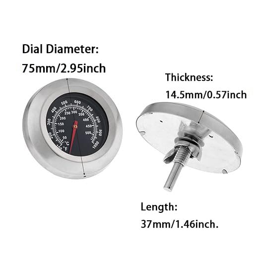[Australia - AusPower] - 2PC3 Face 1000F Thermometer Temperature Gauge BBQ Barbecue Charcoal Grill Smoker 