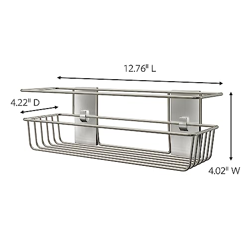 Command BATH31-SN-ES, Heavy Duty Shower, Satin Nickel, 1-Caddy, 1-Prep Wipe, 4-Water-Resistant Strips, Organize Damage-Free