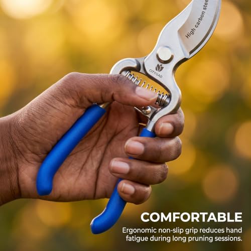 Citygad two-pack 8-inch pruning shears with high-carbon steel blades and ergonomic blue handles