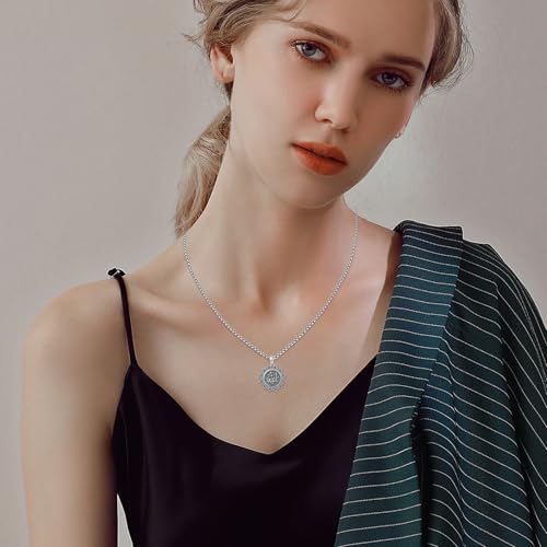 Allah Necklace 925 Sterling Silver Muslim Islam Pendant Arabic Lotus Necklace Muslim Islamic Religious Jewellery Gifts for Men Women