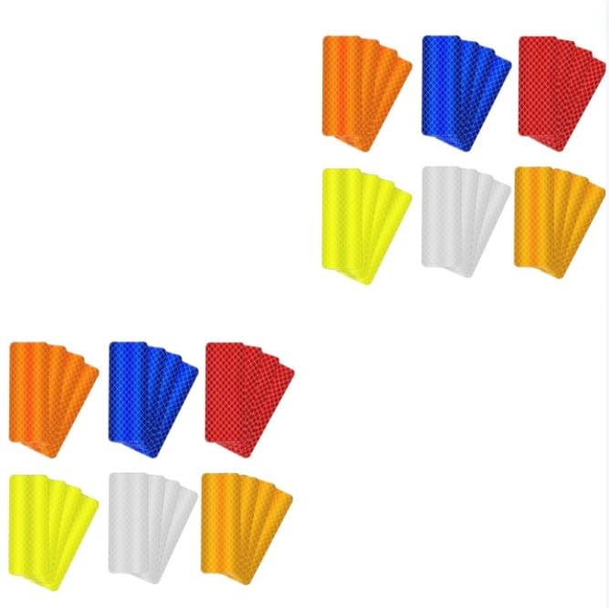 20Pcs Safety Reflective Stickers Outdoor Waterproof Reflector Stickers Orange Red Blue Adhesive Reflective Tape Night Visibility Warning Stickers for Vehicle Motorcycle Bike Mailbox, Safety Signs