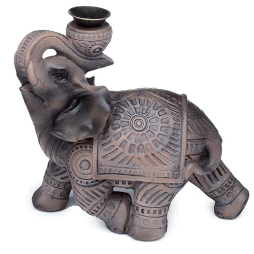 Puckator Peace of the East Wood Effect Elephant Backflow Incense Burner - Home Zen Meditation Decor Accessories - Incense Waterfall Cone Burner - Spiritual Feng Shui Gothic Goth Relaxation Gifts Gift