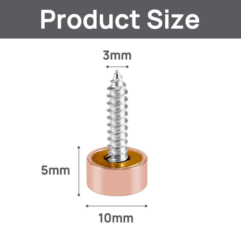 [Australia - AusPower] - Mirror Screws with Decorative Caps Solid Brass Screw Cap Nails Mirror Screws Fasteners (Rose Gold 10MM 12Pack) Rose Gold 10MM 12Pack 