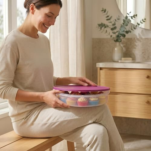 Tupperware 12" Round Container with Seal (Raddish)