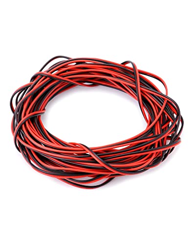 QWORK 10 Meters 22AWG Electric Wire, 2 Core Black/Red Electric Wire, Extension Cable, for LED Strip and Electronic Wiring 22AWG 10m Red-and-black