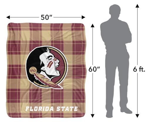 LOGOVISION Florida State University Campus Plaid Spirit Silky Touch Sherpa Back Super Soft Throw Blanket 50"x60" 50" x 60"