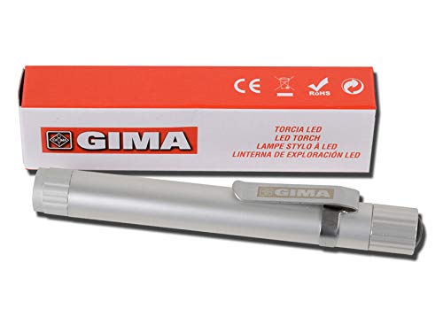 Gima - GIMA Professional Pen Light LED Diagnostic Light Metal Silver Color Push Button On/Off Silver colour