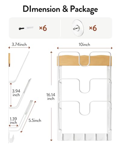 Orimade Pot Lid Organizer Rack Drill/Wall Mount, Heavy-Duty 5 Hooks Steel