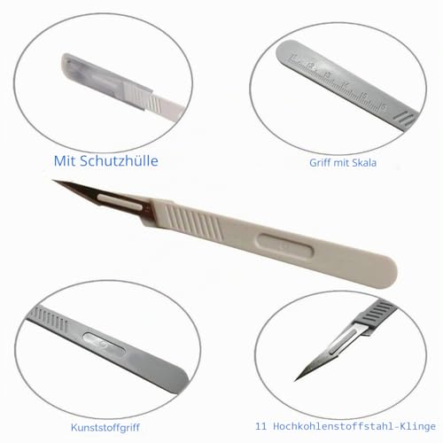 Sterilized Disposable Scalpels No.11 Sterile Packed Tip Blades for Skin Aesthetics, Laboratory Anatomy, Sculpture, Craft Hobbies, Podiatry, Mobile Phone Repair (Pack of 10)