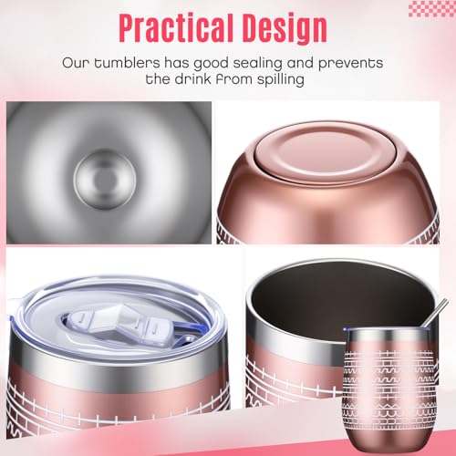 Geiserailie 4 Pcs 12 oz Funny Message Coffee Mug Birthday White Elephant Gifts Stainless Steel Insulated Tumblers Wine Cup Gag Gift for for Employee Appreciation Coworkers Friends Father (Rose Gold) Rose Gold