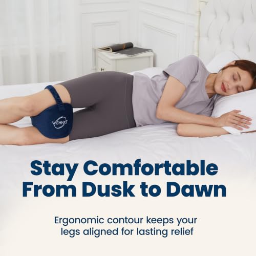Knee Pillow for Side Sleepers,Memory Foam Leg Pillow with Strap,Between the Knees Pillows for Side Sleeping,Support Cushion for Sciatica,Back,Hip,Knee,Joints and Spine Alignment,Navy Navy