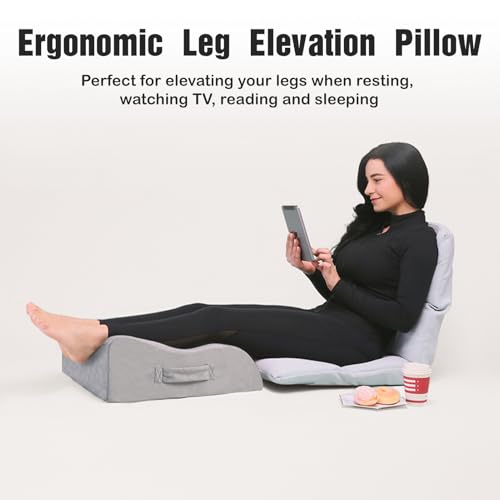 LightEase memory foam leg, knee, and ankle support pillow for surgery recovery, designed for elevating and positioning legs comfortably.
