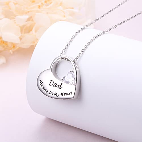 S925 Sterling Silver Urn Necklace for Ashes Cremation Memorial Keepsake Pendant Necklace Jewelry for Women Heart/Dad