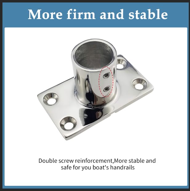 YANYUCB Boat Hand Rail Fitting,316 Stainless Steel Rectangular 60/90 Degree Boat Hand Rail Base(1 inch,1-1/4inch,7/8 inch,1-3/16 inch) with L Shape Hex Key and Screws 7/8 inch × 2 90°