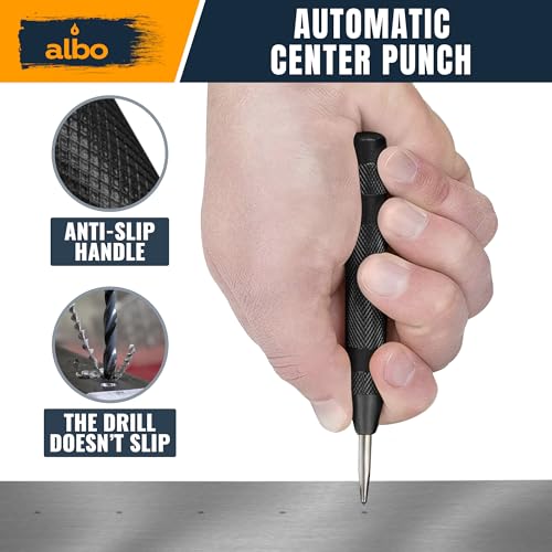 ALBO Automatic Center Punch, 5", Black, Standard Cap, 2 Pcs 5'' black pack of 2