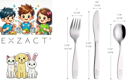 Exzact Children Cutlery Set 6pcs Stainless Steel Kids Toddler 24M+ (Pack of 2)