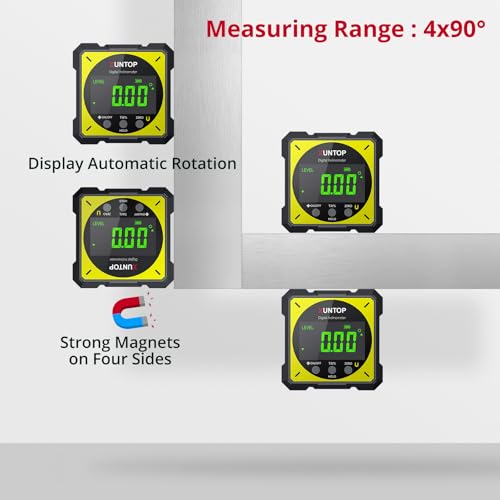 XUNTOP digital angle finder with Class 2 laser, under 1mW output, displayed as a compact line laser tool