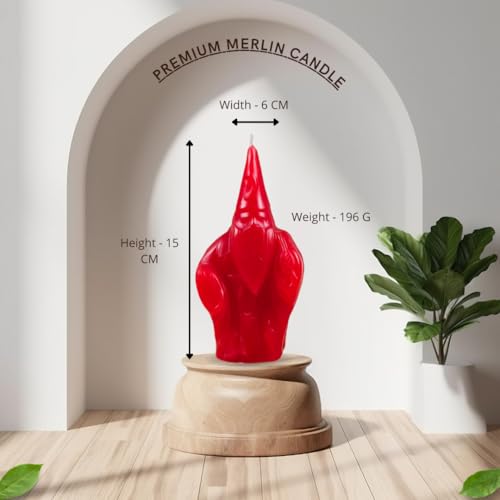 Merlin Candle – Unscented Ritual Candle for Wisdom, Manifestation, Guidance & Inner Power – Hand-Poured Wizard for Energy Work, Meditation & Spiritual Focus (1, RED) 1