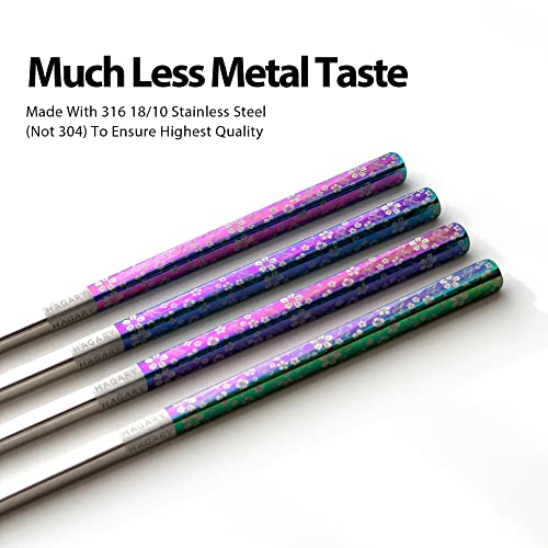 Hagary Cherry Blossom Rainbow Chopsticks Metal Chopsticks (5 Pairs) Rainbow - 5 pairs