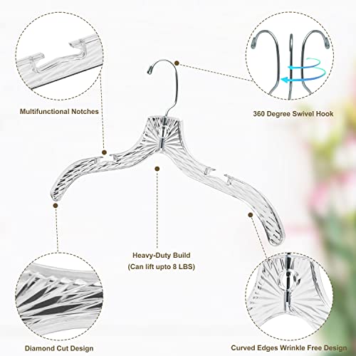 Quality Clear Plastic Hangers 12 Pack - Durable Crystal Cut Heavy Duty Hangers for Clothes, Shirts, Suits, Coats, Dresses Crystal - Suit Hangers - 12 Pack