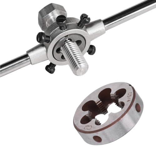 Tiiyee Round Thread Die G3/4 Pipe Tap Alloy Steel | Male Thread Die for Pipes Precise Cutting Function for Hand Tools Pipe Repair Metric Imperial Threads