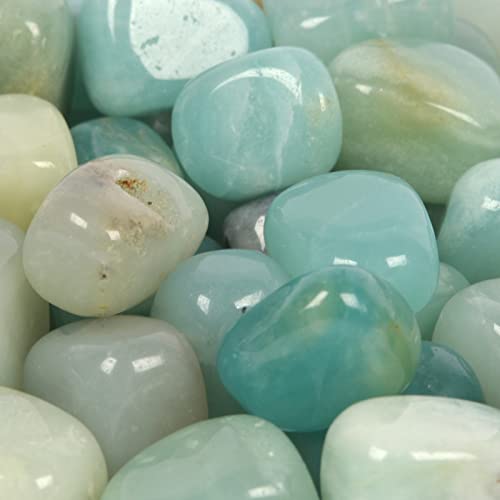 Justinstones 100 Grams Small Amazonite Tumbled Stone Specimen Collection Pocket Worry Healing Crystal Home Decorations