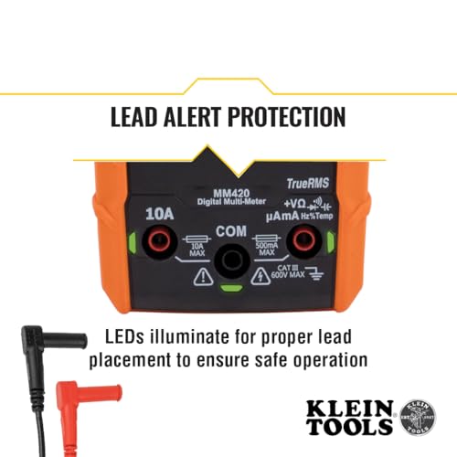 Klein Tools MM420 auto-ranging TRMS digital multimeter for AC/DC voltage, current, and resistance measurements