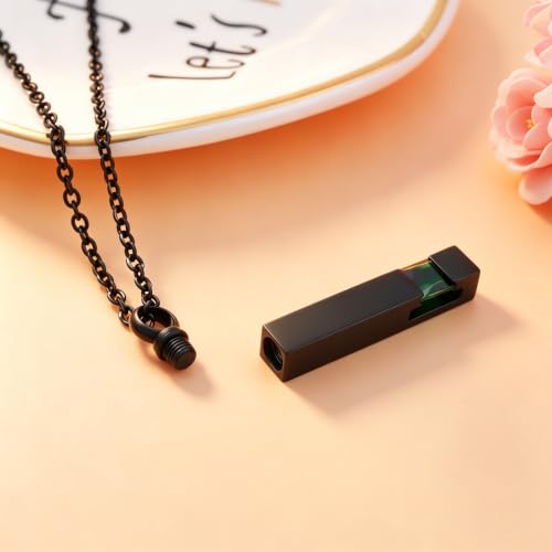 Crystal Bar Memorial Urn Necklace Ashes Holder Keepsake Cremation Jewelry Pendant Stainless Steel Funeral Jewelry green