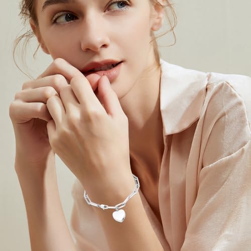 Heart Urn Bracelet for Ashes for Women Men Cremation Jewelry Silver-Perforated Side