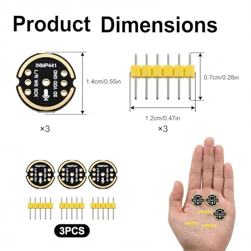 3pcs INMP441 Omnidirectional Microphone Module, I2S MEMS Interface Microphone Compatible with Arduino ESP-32 for and Professional Audio Recording Module