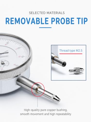 Dial Gauge 0-10 mm, 0.01 mm Accuracy Metric Dial Indicators, Analogue Dial Gauge for Machinists, High Precision Instrument Tool