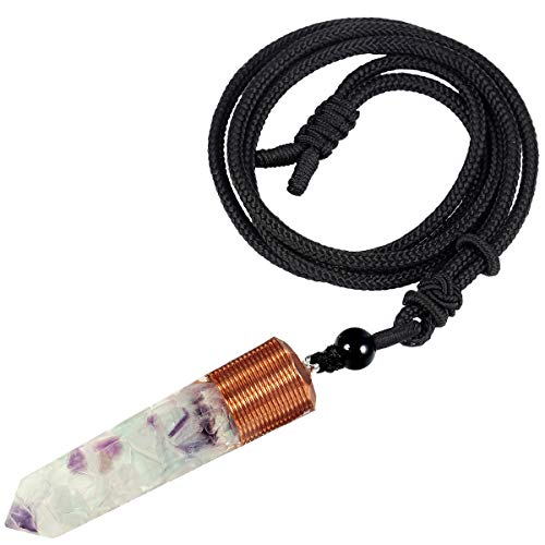 TUMBEELLUWA Hexagonal Crystal Points Necklace for Men Women Multi