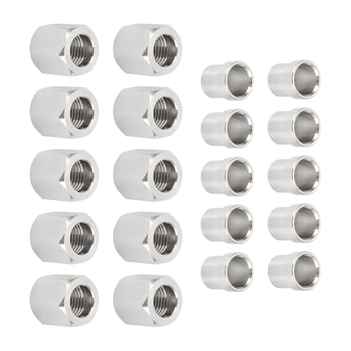 AUTOVIC #6 stainless steel tube adapter nut and sleeve set for 3/8-inch hard line