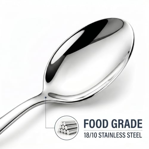 18/10 Stainless Steel Teaspoons Set of 12, 6.7 Inch Tea Spoons Silverware 12 Piece